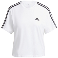 Camasa adidas Essentials 3-Stripes Single Jersey Crop Top 's White-Black HR4915 T- dama