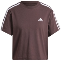 Camasa 's T- adidas Essentials 3-Stripes Single Jersey Crop Top brown IY4229 dama