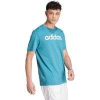 Tricou Camasa T- men's adidas Essentials Single Jersey Linear Embroidered Logo light blue IJ8655