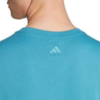 Tricou Camasa T- men's adidas Essentials Single Jersey Linear Embroidered Logo light blue IJ8655