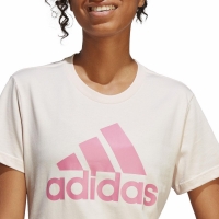 Tricou Koszulka damska adidas Loungewear Essentials Logo kremowa IB9455