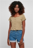 Tricou Cropped Button Up Rib dama Urban Classics