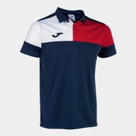 Crew V Maneca Scurta Polo Navy Red White Joma