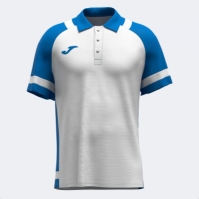 Lider Maneca Scurta Polo White Royal Blue Joma