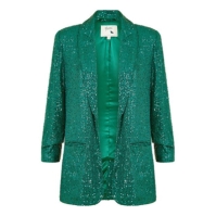 Yumi Yumi Green Sequin Blazer With Pockets