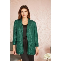 Yumi Yumi Green Sequin Blazer With Pockets