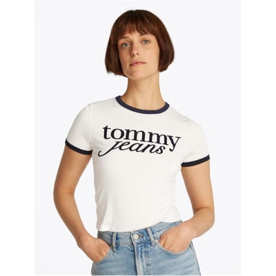 Tricou Blug Tommy TJW SLIM SH SCRIPT RINGR EXT Tommy Jeans