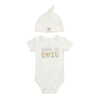 Hello World Unisex 2024 Bodysuit and Hat Set bebelus