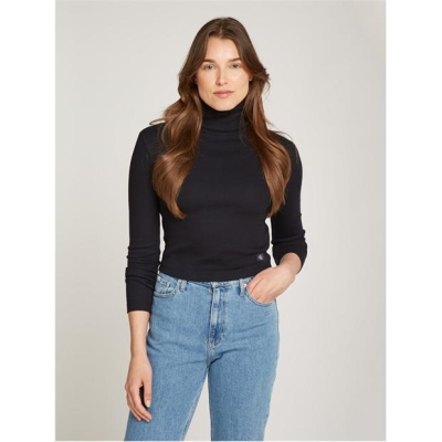 Blug Calvin Klein WOVEN LABEL RIB ROLLNECK Calvin Klein Jeans