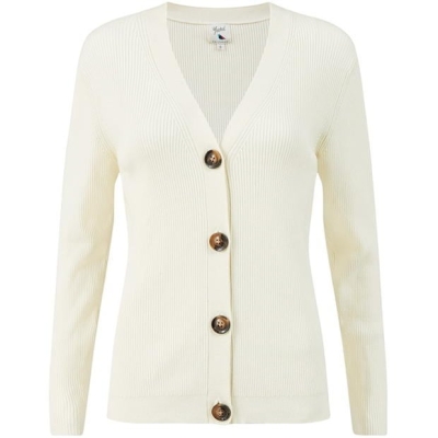 Yumi Yumi Cream Ribbed Knitted Cardigan