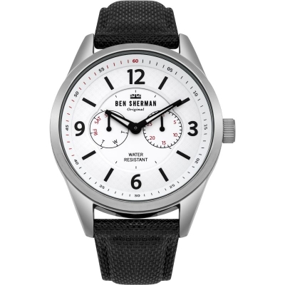 Ceas QUARTZ MAN BEN SHERMAN WB069WB argintiu negru alb