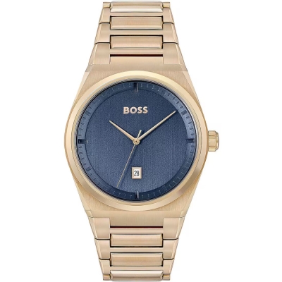 Ceas QUARTZ MAN BOSS 1513995 auriu albastru