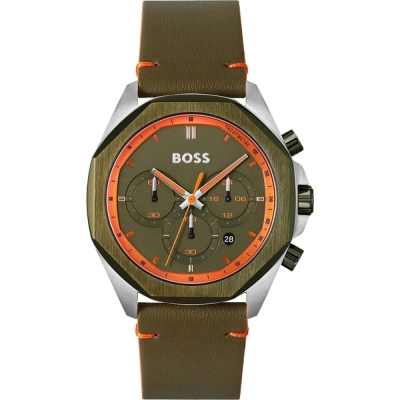 Ceas QUARTZ MAN BOSS 1514018 argintiu verde portocaliu