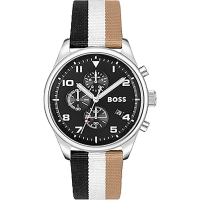 Ceas QUARTZ MAN BOSS 1514062 argintiu black,white,brown negru