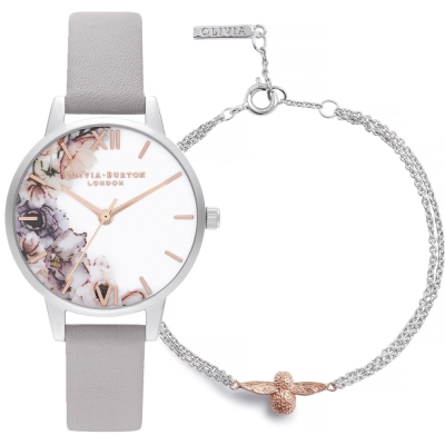 Ceas QUARTZ OLIVIA BURTON OBGSET45 pentru Femei gri alb