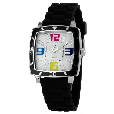 Ceas QUARTZ UNISEX JUSTINA 21971N argintiu negru alb