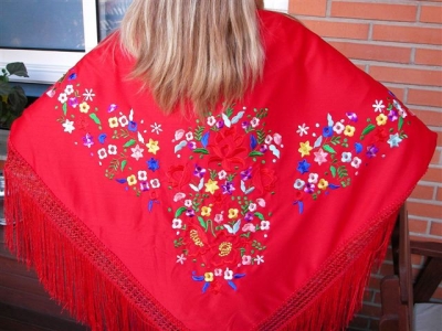 SHAWL FLAMENCO PGRR40 pentru Femei rosu