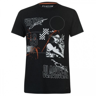 Camasa Firetrap Blackseal Print Embellished T