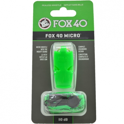 Whistle FOX 40 Micro neon green with string 9513-1408