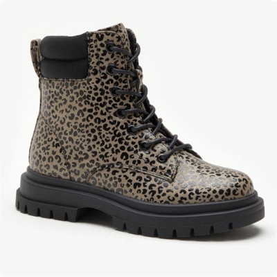 Gheata Be You Lace Up Leopard Ankle