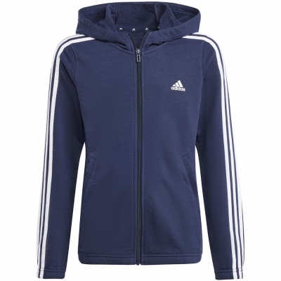 Hanorac Bluza dla dzieci adidas Essentials 3-Stripes Full-Zip granatowa IB1667