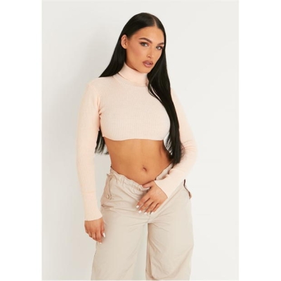 Missy Empire Crop Roll Neck Knitted Jumper