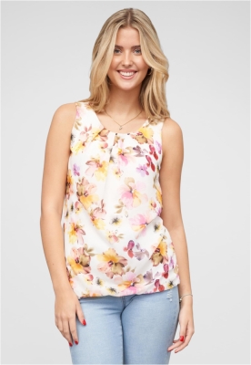 Chiffon Top mit Allover Spitze hinten & Floralem Print