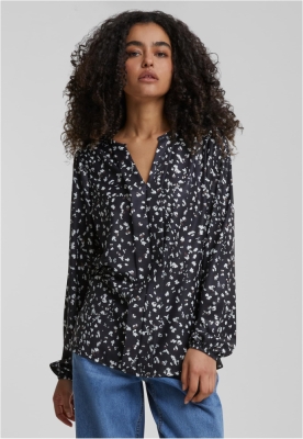 Cloud5ive Damen Langarm Bluse mit V-Neck und All Over Ditsy Print