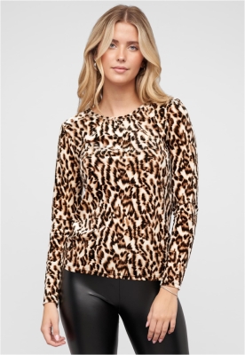 Camasa Langarm Samt Longsleeve mit Leo Print