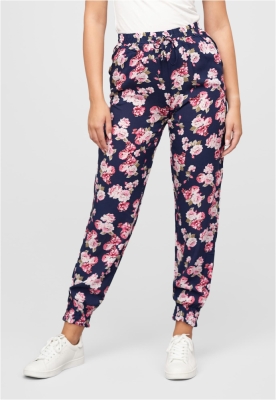 Viskose Hose mit Bndchen 2-Pockets Blumen Print Cloud5ive