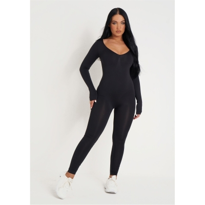 Missy Empire Maneca Lunga Plunge Jumpsuit