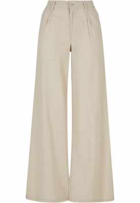 Pantalon High Linen Mixed Wide Leg dama Urban Classics