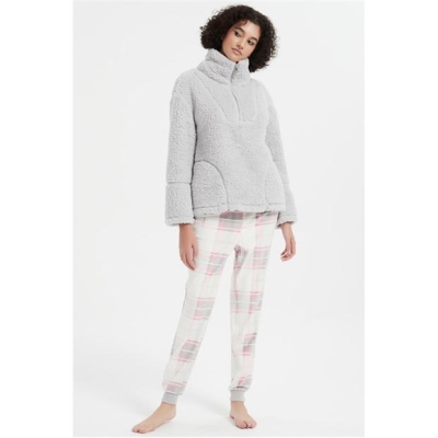 Linea Check Quarter Zip Lounge Set