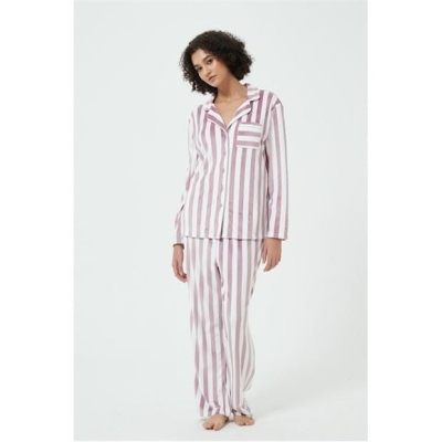 Pijama Linea Stripe Velour Button Through Set