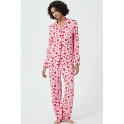 Pijama Linea Scribble Heart Soft Touch Button Through Set