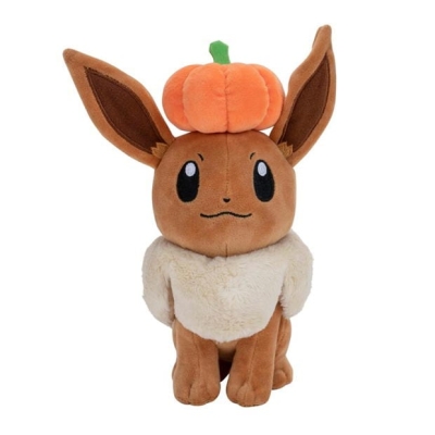 Pokemon Eevee Plush with Pumpkin - 8-Inch Eevee Plush with Unique Accessory