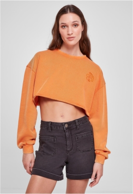 Cropped Flower Embroidery Terry Crewneck dama Urban Classics