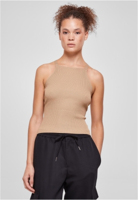 Rib Knit Crossed Back Top dama Urban Classics