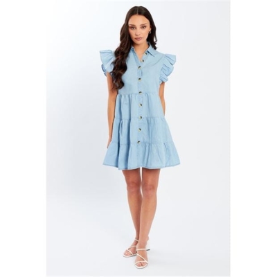 Rochie Be You Tiered Chambray