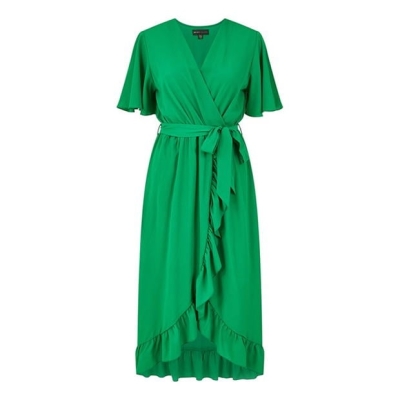 Rochie Mela London Mela London Greenwrap Over Frill Hem