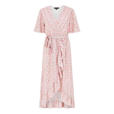 Rochie Mela London Mela London Pink Ditsy Floral Wrap Midi