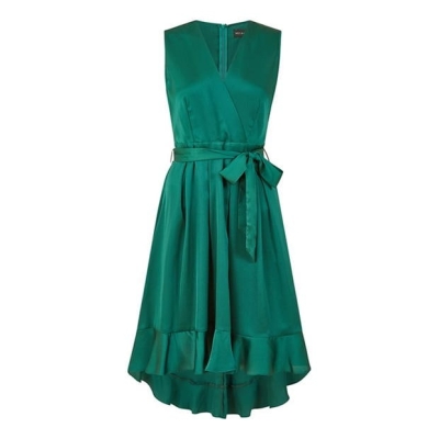 Rochie Mela London Mela London Green Satin Dipped Hem Midi