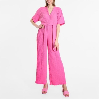 Be You Wide Leg Plisse Jumpsuit