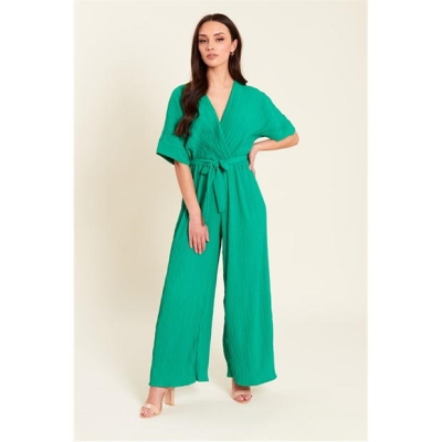 Be You Wide Leg Plisse Jumpsuit