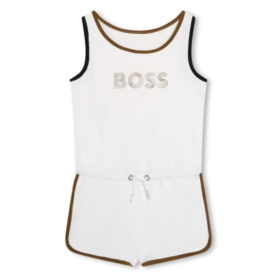 Boss Logo-Print Cotton Playsuit copil