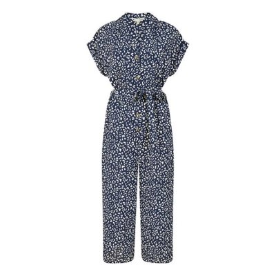 Yumi Yumi Navy Animal Print Culotte Jumpsuit