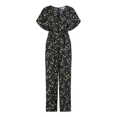 Yumi Yumi Black Pebble Print Satin Jumpsuit