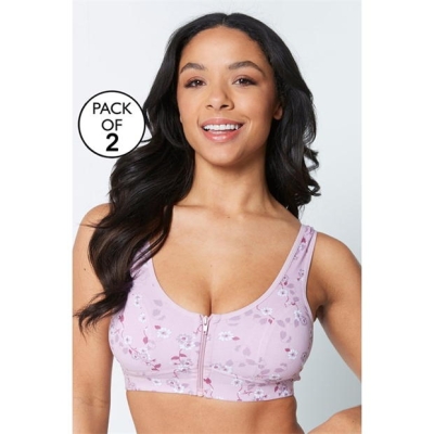 Studio 2 Pack Zip Through Floral Bra