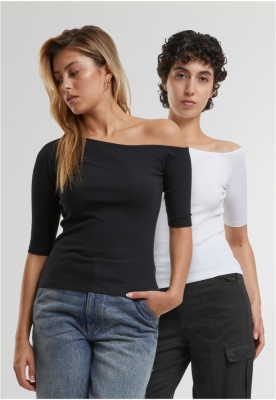 Tricou Organic Asymmetric Rib 2-Pack dama Urban Classics