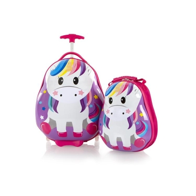 Set Troler Abs Copii Si Ghiozdan, Fete, Heys Unicorn, Multicolor, 46cm